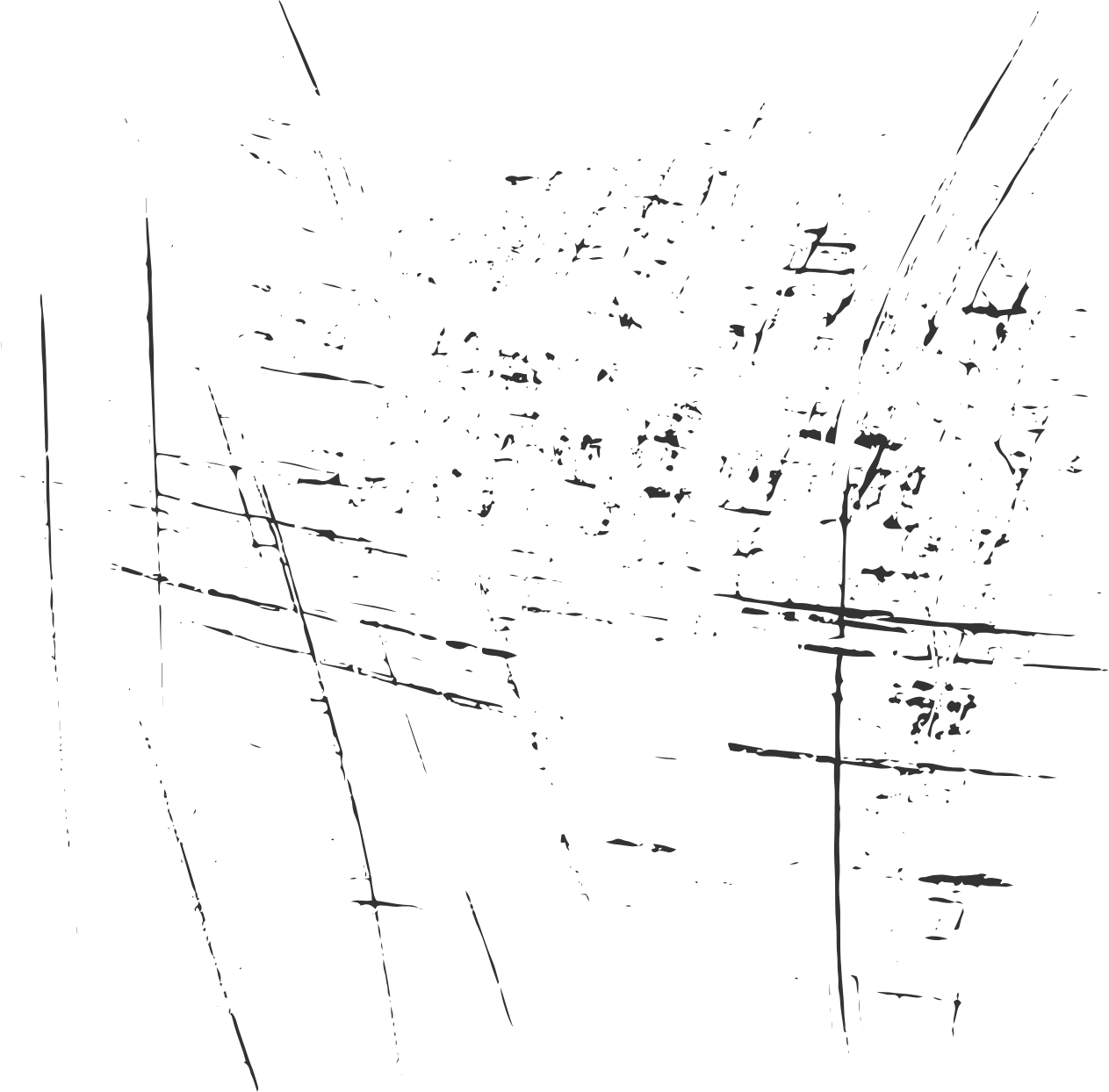 Abstract black background with scattered, thin white scratch-like lines crossing in various directions.